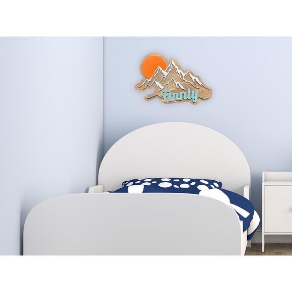 Custom Mountain Name Sign Kids Room & Nursery Wall Decor Wood Sign 16" x 11.5" - Picture 6 of 10